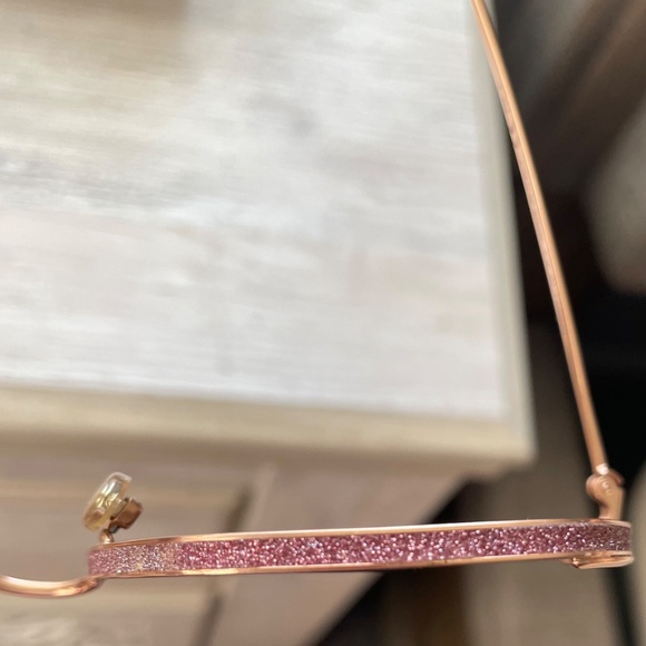 WORN ONCE! JIMMY CHOO Aline Gold Pink Rectangle Glitter Sunglasses - Picture 9 of 15